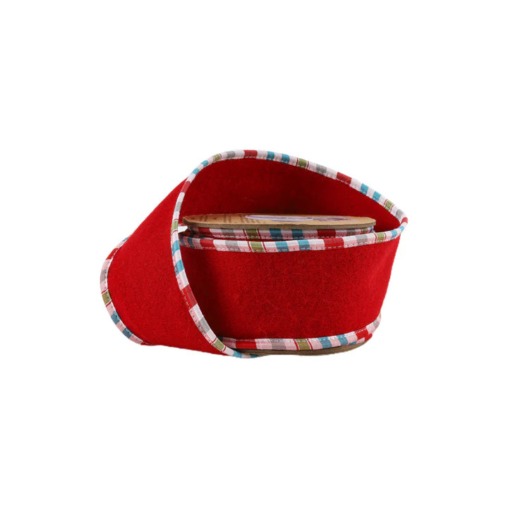 Red Felt & Plaid Edge Ribbon