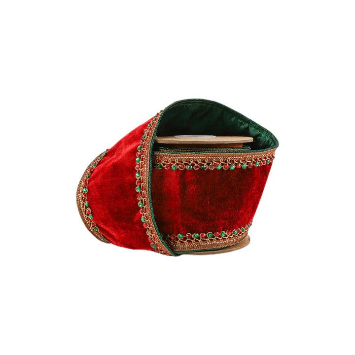 Jeweled Red/Green Velvet Ribbon