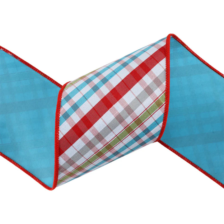 Red & Turquoise Plaid Ribbon