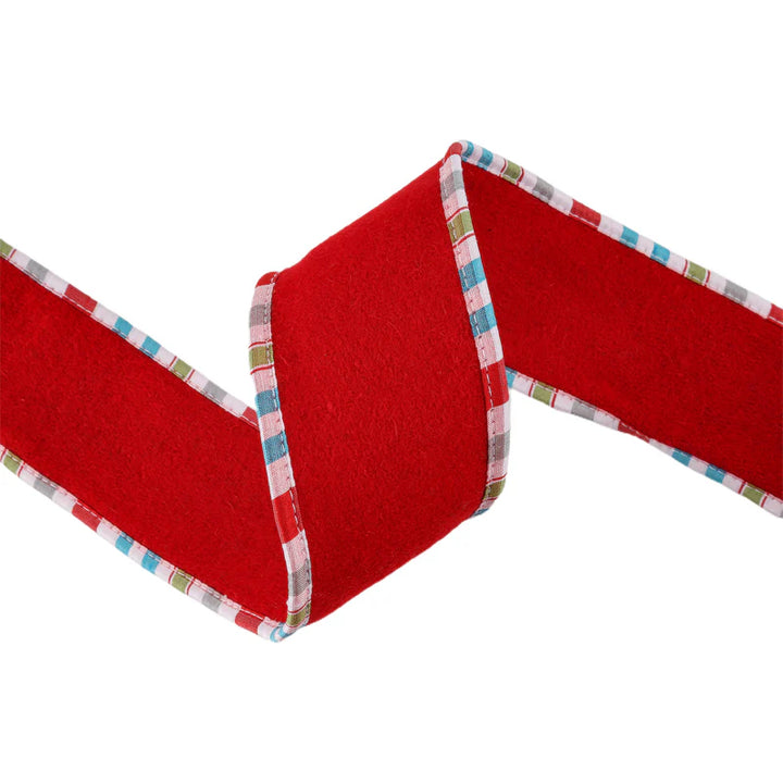 Red Felt & Plaid Edge Ribbon